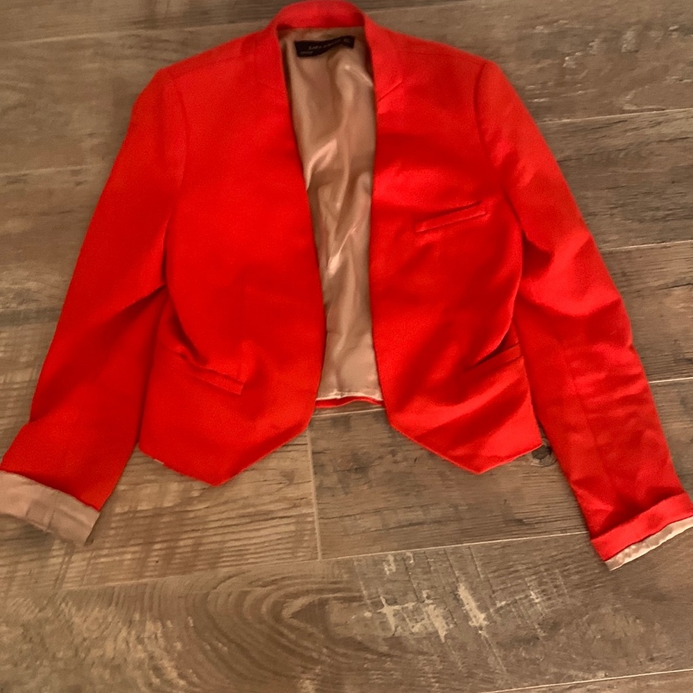 Zara Cropped bright orange blazer, Size S
